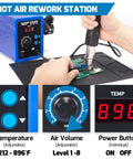 Person using Hot Air Rework Soldering Station With Temperature Control And Adjustable Air Flow, Digital Display For SMD Soldering