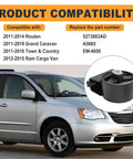 Product compatibility chart and image of Front Engine Motor Mount For VW Routan 2011 2014 And Chrysler Town And Country 2011 2016
