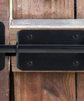 Heavy-Duty Silicone Automatic Gate Latch 7.4 Inch Self-Locking Gravity Latch Black 2 Pack mounted on wooden fence.
