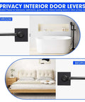 Privacy Door Levers Two Pack Black Heavy Duty Interior Door Handles For Bed And Bath Keyless Locksets Reversible for rooms