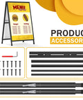 Heavy Duty 24x36 Outdoor A Frame Signs Double Sided Sandwich Board with disassembled parts and hex key.