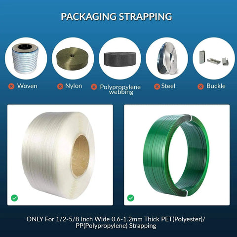 Packaging strapping types for Automatic Electric Strapping Machine With Hot Melt Welding Seal And Rechargeable Battery For No Sweat Carton Boxing One Half To Five Eighths Inches Wide Badass Heavy Duty Banding Workhorse