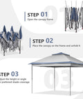 Steps to set up 11x11 Pop Up Canopy Tent With Netting And Carry Bag, Easy Setup Outdoor Gazebo For Backyard shown in a diagram.