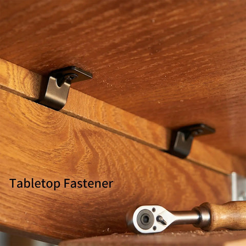 Hella Sturdy Zinc Plated Table Top Fasteners And Z Clips Black 40 Pack installed on wooden surface for furniture assembly.