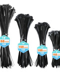 Heavy Duty Nylon Zip Ties 600 Pack Assorted Sizes 8 Inch 12 Inch 14 Inch 18 Inch With 100Lb Tensile Strength UV Resistant Weatherproof