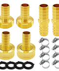 Top Rated Heavy Duty Garden Hose Repair Kit With Four Complete Sets Featuring Solid Brass Barb Couplings Plus GHT Male Female Adapters For Easy Fixed Or Flexible Setup, brass hose fittings and clamps