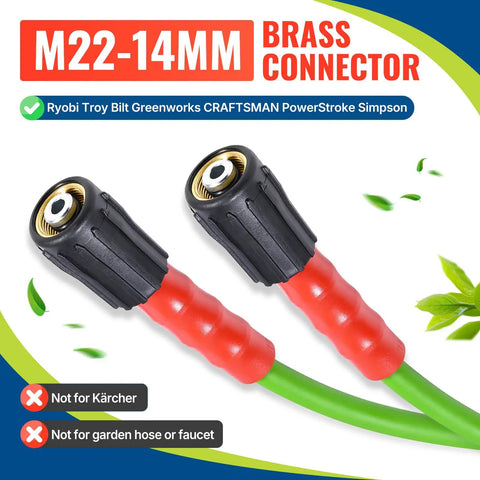 Ridiculously Flexible 50-Foot Pressure Washer Hose With Kink-Resistant, Leak-Free Design, M22 Female And 3/8 Inch Quick Connect