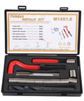 Heavy Duty M14x1.5 Helicoil Thread Repair Kit 15 Piece Stainless Steel Set For Cars Boats Trucks And Home Projects Includes Drill Guides And Thread Inserts To Fix Stripped Threads Fast. Open case with M14x1.5 thread repair kit, drill bit, tap, inserts and tools