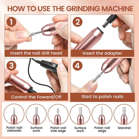 All In One Poly Gel Nail Extension Kit With Drill And 48W UV LED Lamp For At Home Spa Use, 25000 RPM Drill Setup Instructions