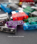 Badass Comprehensive One Hundred Twenty Piece Standard Automotive Fuse Assortment Kit Including Heavy Duty Puller For Under The Hood Fixes On 12V And 24V Vehicles with color-coded fuses for easy amp rating identification.