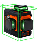 Self Leveling Laser Level With 3x360 Degree Green Beams Rechargeable Battery Magnetic Mount And Compact Rugged Design For Fast Accurate Interior And Exterior Layouts On Any Jobsite, front view