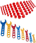 Must Have Pro Grade Aluminum AN Fitting Wrench Set With 72 Piece Cap And Plug Kit Includes AN3 Through AN20 Wrenches And Roll Case