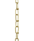 10 Gauge Decorative Solid Steel Double Loop Chain Sold By The Reel, 164 Feet, Heavy Duty Hanging Chain in gold finish for home decor.