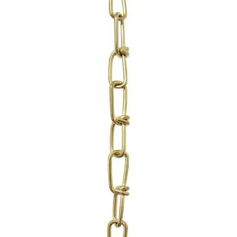 10 Gauge Decorative Solid Steel Double Loop Chain Sold By The Reel, 164 Feet, Heavy Duty Hanging Chain in gold finish for home decor.