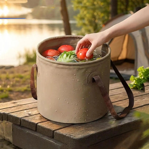 5 Gallon Collapsible Water Bucket With Handle Waterproof PVC Mesh Foldable Outdoor Container For Fishing Camping Hiking Travel