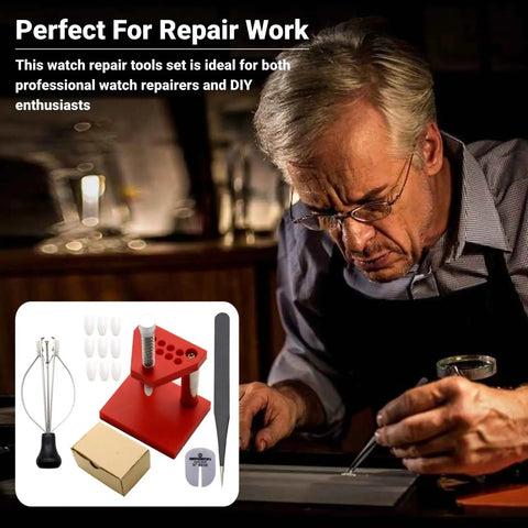 Pro Watch Repair Tool Kit With Hand Removal And Hand Press DIY Watchmaker Essentials For Adults Unisex Modern Style Red Dial