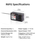 6 Channel 2.4GHz RC Receiver With Gyro for vehicle drifting crawlers trucks and boats, dimensions and specifications detailed view