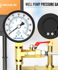 Well Pump Pressure Gauge 0 to 100 PSI, 2 Inch Dial Face, Lower Mount, One Quarter Inch NPT Port shown in close-up installation