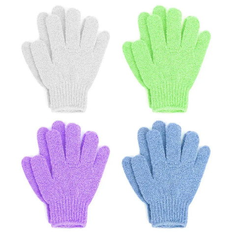 Exfoliating Bath Gloves Pack Of 4 For Smooth Soft Skin And Gentle Daily Scrub That Boosts Circulation And Improves Texture