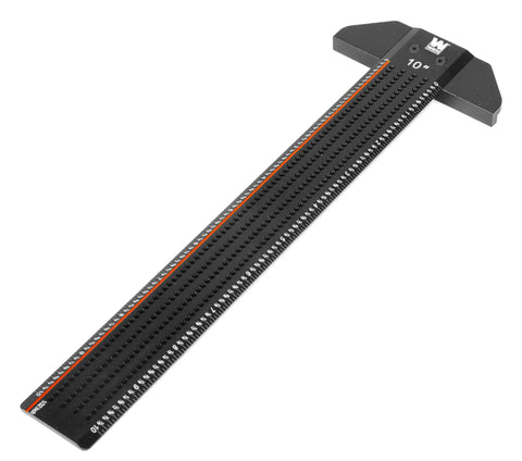 Heavy Duty 10 Inch T Shaped Marking Ruler With Hella Precise Laser Etched Graduations CNC Anodized Aluminum Layout Gauge seen from above