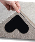 Heart Shaped Rug Tape Set 8 Pcs No Fuss Non Slip Double Sided Stickers For Area Rugs And Carpets Easy Install No Residue Safe On Laminate Floors Lightweight PU Material For Home Safety And Decoration under carpet corner