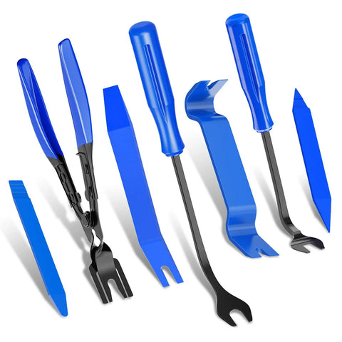 7 Piece Car Trim Removal Tool Kit With Plastic Pry Tools And Auto Fastener Clip Pliers for Body Upholstery, Door Panels, Dashboard