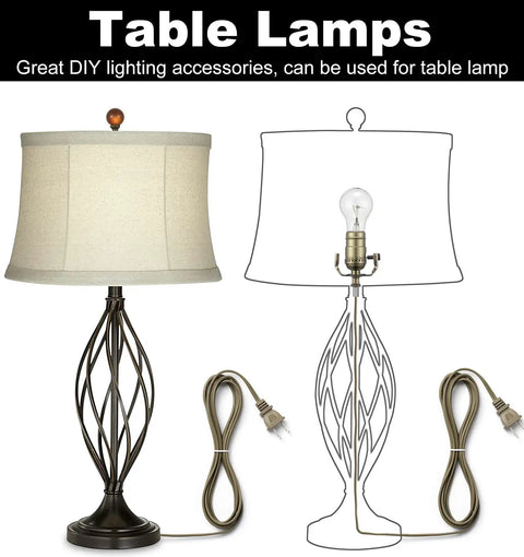 DIY Lamp Making Kit With 12 Foot Brown Cord And 3-Way Socket For Repair Or Rewire Of Table And Floor Lamps