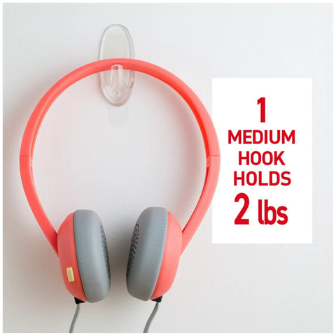 Medium Clear Damage Free Hanging Hooks Set With Six Hooks And Clear Strips For Easy Clean Wall Mounts Strong Yet Removable No Nails Needed Ideal For Dorms Apartments And Home Organization