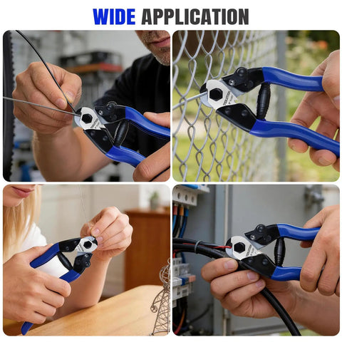 Heavy Duty 8 Inch Wire Rope Cutter With Hardened Blades Stainless Steel Cable Cutter For Clean Burr Free Cuts On Tough Jobs Built From CR V Steel For Rigging Construction Camping And DIY used on wire, fence, and cable
