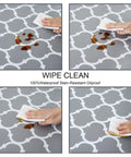 Close-up of Round Outdoor Tablecloth With Umbrella Hole And Elastic Edge For 40 To 44 Inch Vinyl PVC Cover, showing wipe clean feature.