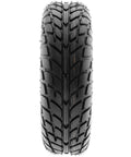Versatile All Terrain ATV UTV Tire Set Of 2 6 Ply Tubeless A021 14570-6 On 6 Inch Rims, front view showing tread pattern.