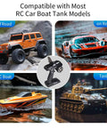 X6 FG 2.4GHz RC Radio Transmitter And Receiver With Gyro For Cars Boats Tanks, 3ms Fast Response shown with cars, boat, tank