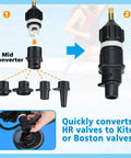 Inflatable Paddle Board Pump Adapter Kit With Boat Standard Valve Converters And Nozzle Set for easy valve conversion