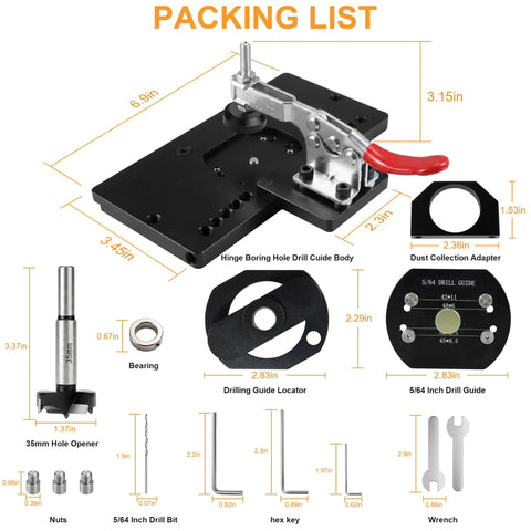 Pro Grade All Metal Concealed Hinge Jig With Quick Clamp And Dust Vacuum Adapter For 35mm Cabinet Door Hinges Drill Jig For Woodworking And Cabinet Mounting Tool