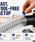 Kickass 4 Inch Pvc Dust Collection Hose 20 Feet Long Steel Coiled Anti Kink Flexible Exhaust Tubing for easy dust collection setup.