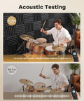 Acoustic testing before and after using Premium Soundproof 36 Pack Wedge Acoustic Foam Panels Self Adhesive Wall Tiles.