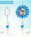 Spinning Gazing Ball With Spiral Tail 11 Inch Tail And 2 Inch Blue Glass Orb Wind Spinner Stabilizer With Swivel Hook Sun Catcher Rainbow Maker For Garden Or Indoor Outdoor Decor 13 Inch Height, blue spiral tail