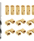 12 Pack 10mm Hidden Brass Barrel Hinges Kit With 10mm Drill Bit for cabinet doors, shown with durable gold barrel hinges