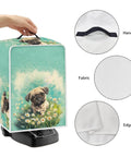 Floral Pug Coffee Machine Cover With Sturdy Top Handle, Waterproof Dustproof Kitchen Appliance Protector For Espresso Makers Blenders, Foldable Polyester Dust Guard Fits Like A Glove Setup That Looks Sharp On Counters with detailed handle and fabric.