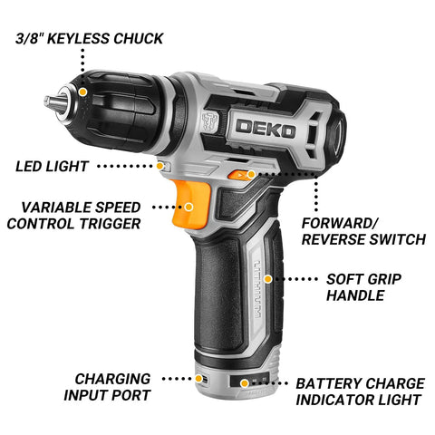 12V Cordless Drill Kit With LED Light, Handy DIY Power Drill For Wood And Plastic, Compact And Lightweight design