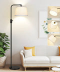 Fully Dimmable Arc Floor Lamp With 1000 Lumens LED Edison Bulb Included Modern Tall Standing Lamp for Living Room, beige shade.