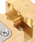 Close-up of Hassle Free Copper Watch Repair Vise Clamp With Lock Tight Mini Bench Vice Grips for precise gear assembly.