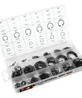 18-Piece Internal Retaining Ring Set with Heavy-Duty Spring Steel and Black Oxide Finish, shown in open case with locator card.