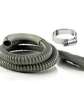 Coiled Six Foot Heavy Duty Washing Machine Drain Hose With Clamp For Universal Fit Up To One And One Quarter Inch Outlets