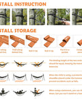 Installation and storage instructions for Portable Double And Single Hammock With Storage Bag For Camping, Travel, Beach, Hiking And Backyard Lounging, Sunflower Color, Easy Setup Straps Included, Ultra Durable And Super Cozy For Indoor Outdoor Use.