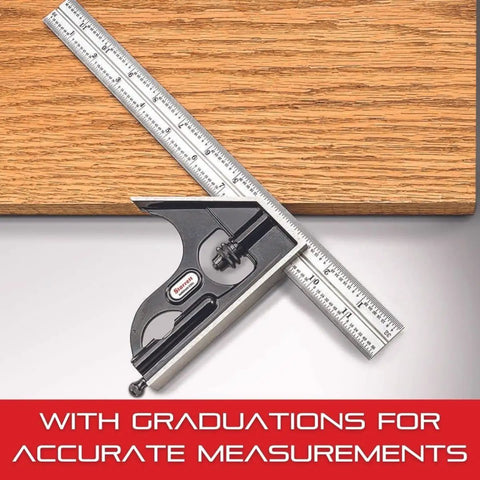 Workhorse 24 Inch Blade For Combination Squares Bevel Protractors And Sets Satin Chrome Finish 4R Graduation wood surface