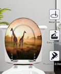 Generic Round Resin Toilet Seat for Bathroom featuring giraffe design, easy installation, and durable metal hinges.