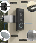 Anti Theft Doorbell Mount For Eufy Security Video Doorbell 340 No Drill Adjustable Bracket Holder on wall, showing components