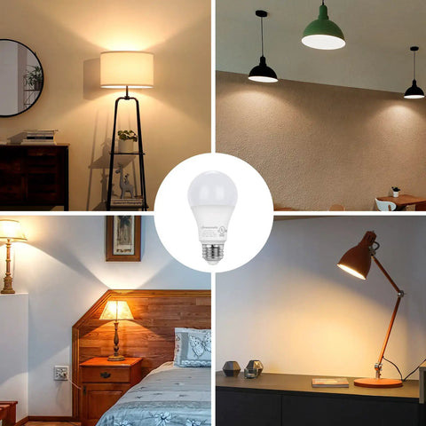 A19 LED Light Bulbs Dimmable 60W Equivalent, 2700K Soft White, 800 Lumens, 10W, E26 Base, UL Listed in various rooms