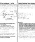 Operating instructions and safety rules for inline and straight line air sander with dual piston power, specifications included.